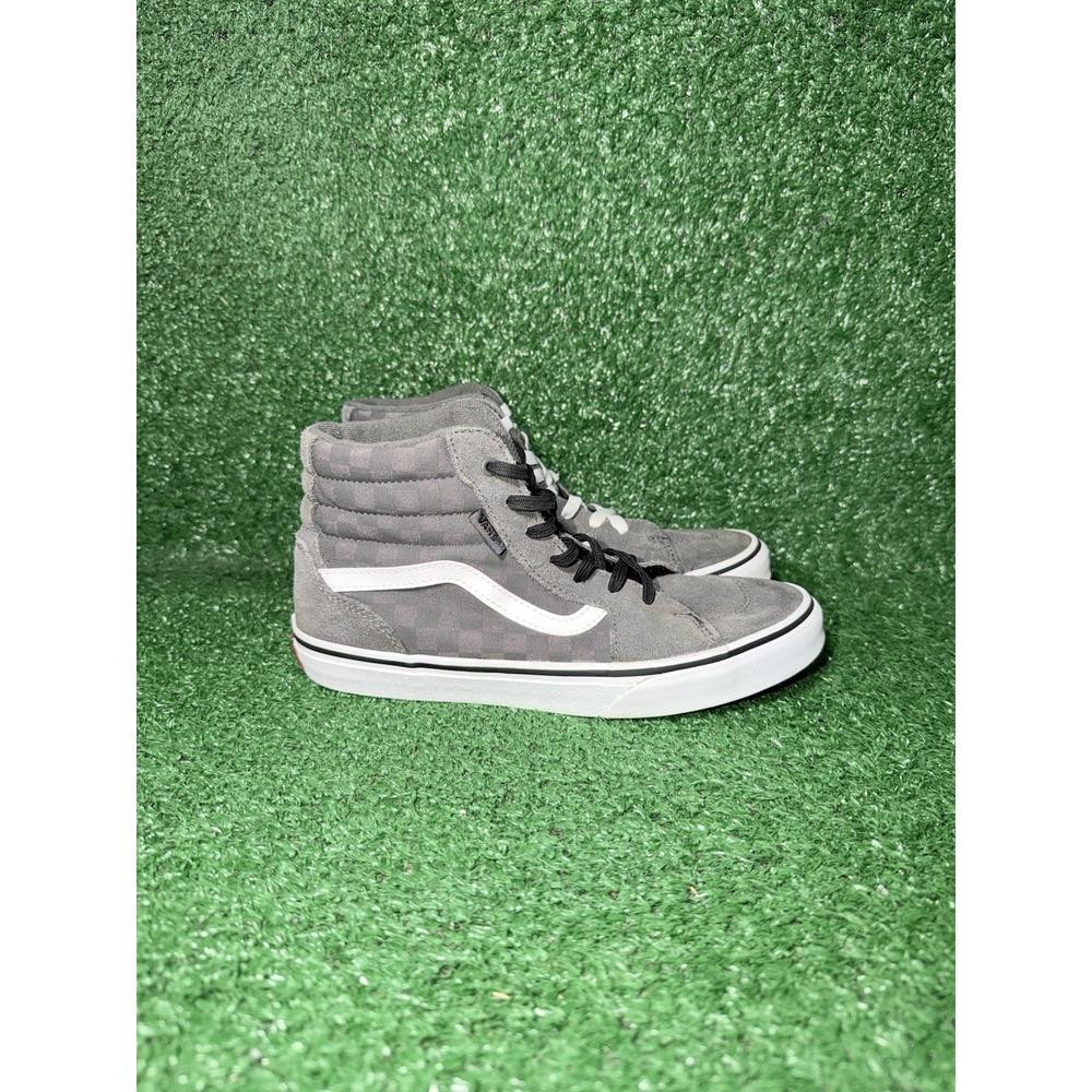 VANS Sk8 Hi Womens Size 6.5 Grey White Checkerboard Sneakers Skate Shoe